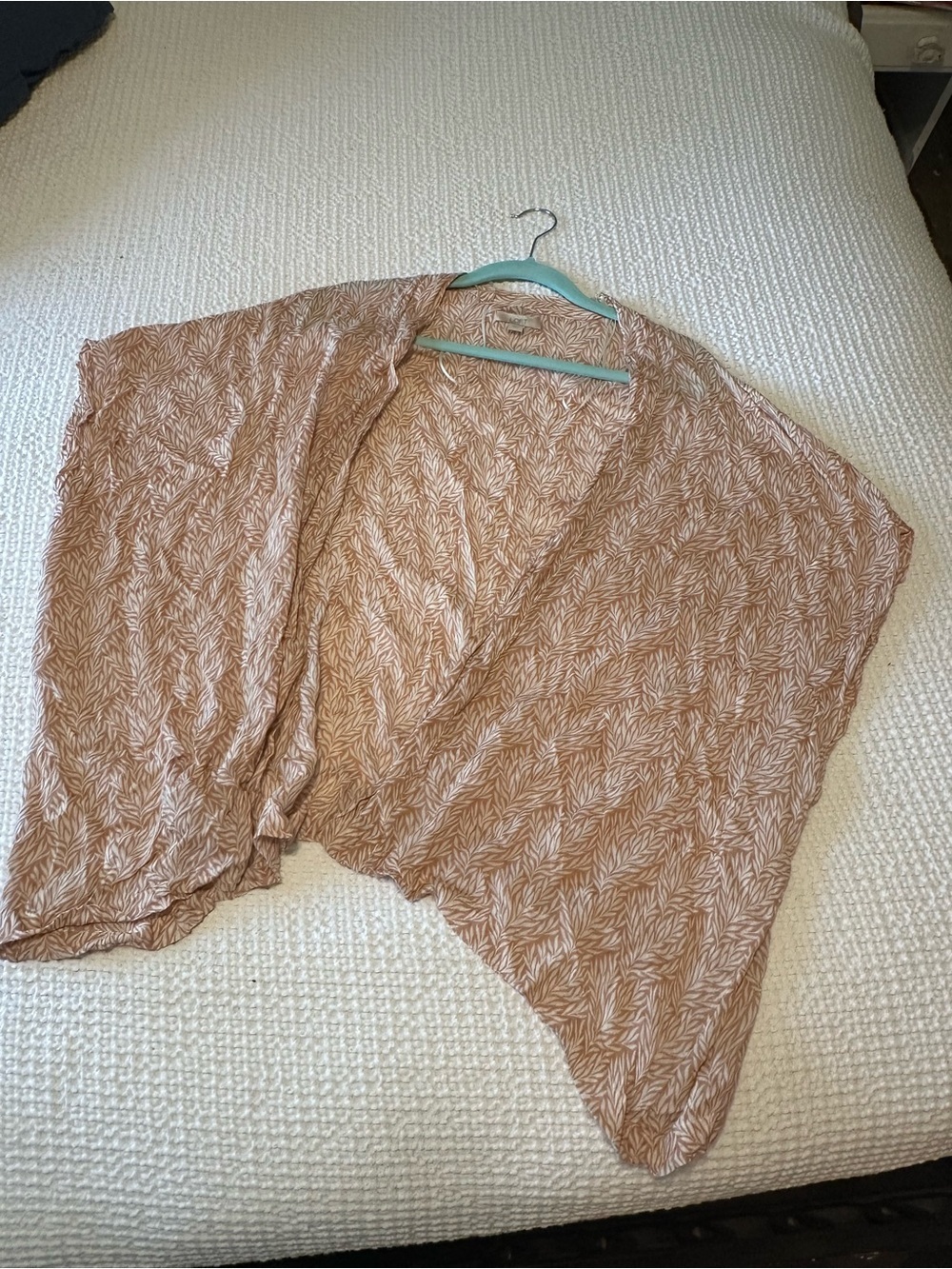 Loft Lightweight Taupe Leaf-Print Open Cardigan - Women Sweaters